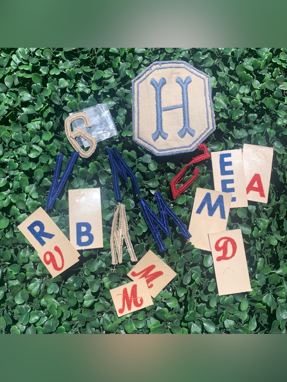 Antique 20s Letter Fabric Patches & Felt Iron-On Type Letters Bundle
